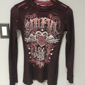 Sinful reversible purple/pink long sleeve shirt